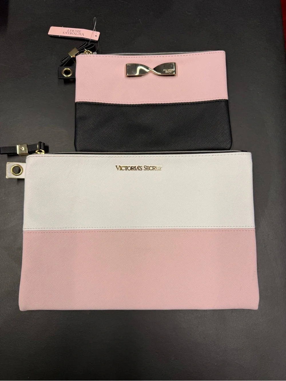 Victoria's Secret Pink, Black & White Colorblock Cosmetic Pouch Set‎